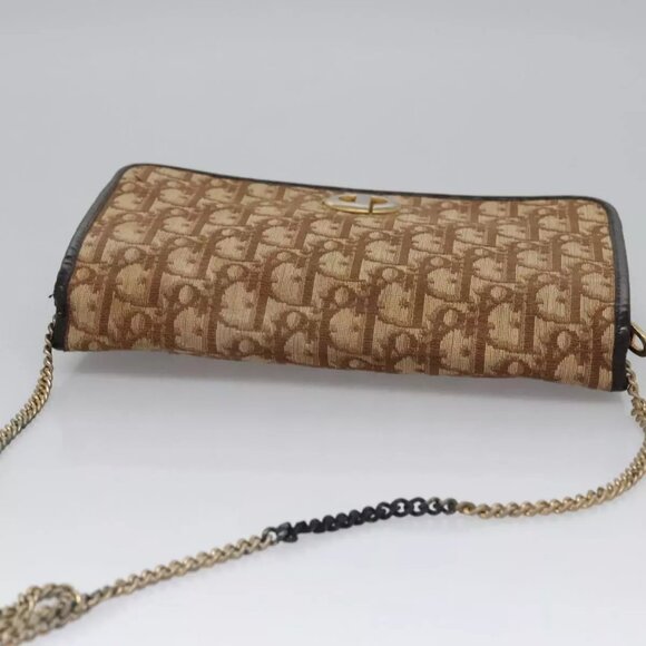 Christian Dior Trotter Canvas Chain Shoulder Bag Brown Gold Auth BD118 - Picture 6 of 16